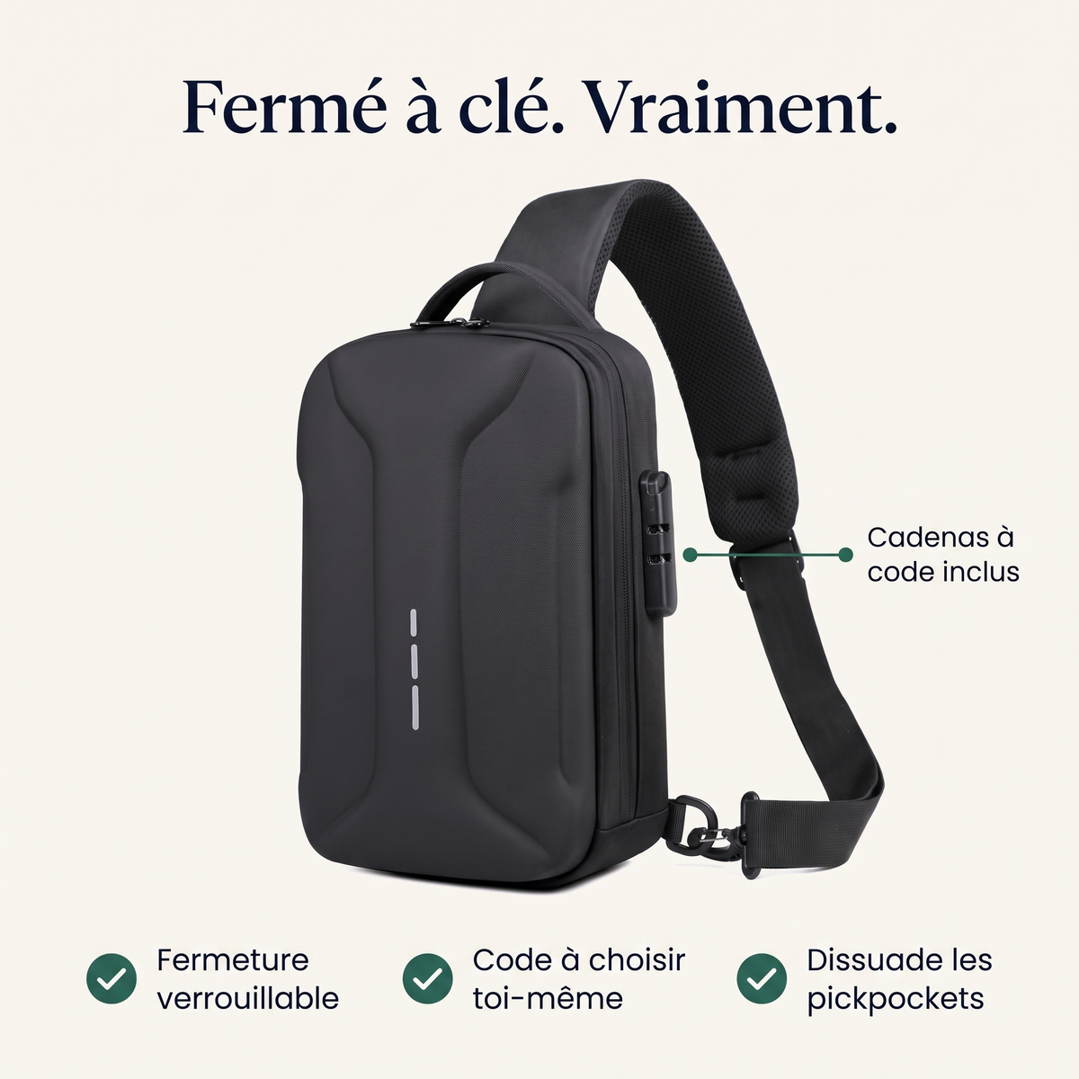 Cadenas à code inclus – fermeture verrouillable