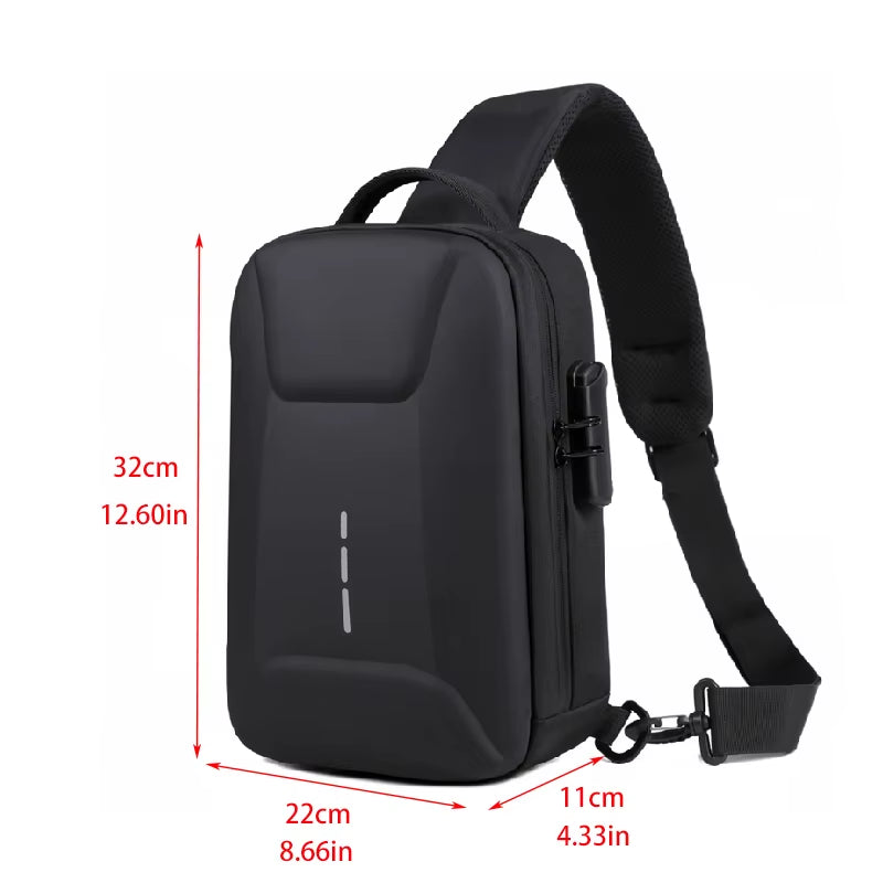 Anti-Theft Combination Lock Chest Packs with USB Charging Port Fashion Business Men'S Crossbody Bag Travel Storage Shoulder Bag