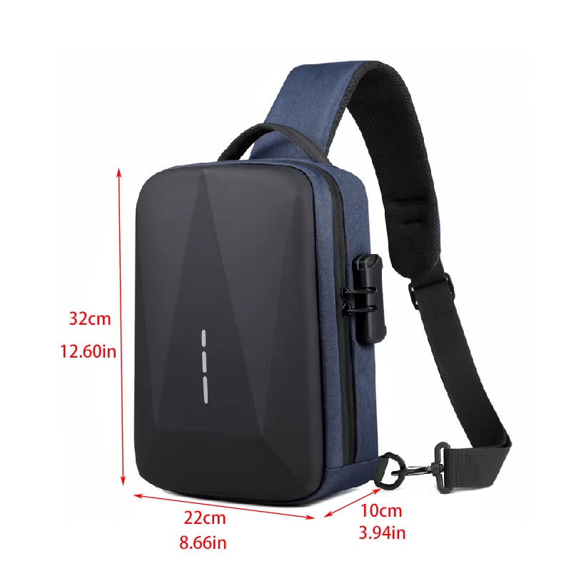 Anti-Theft Combination Lock Chest Packs with USB Charging Port Fashion Business Men'S Crossbody Bag Travel Storage Shoulder Bag