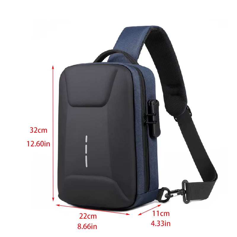 Anti-Theft Combination Lock Chest Packs with USB Charging Port Fashion Business Men'S Crossbody Bag Travel Storage Shoulder Bag