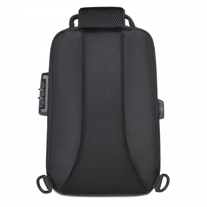 Anti-Theft Combination Lock Chest Packs with USB Charging Port Fashion Business Men'S Crossbody Bag Travel Storage Shoulder Bag