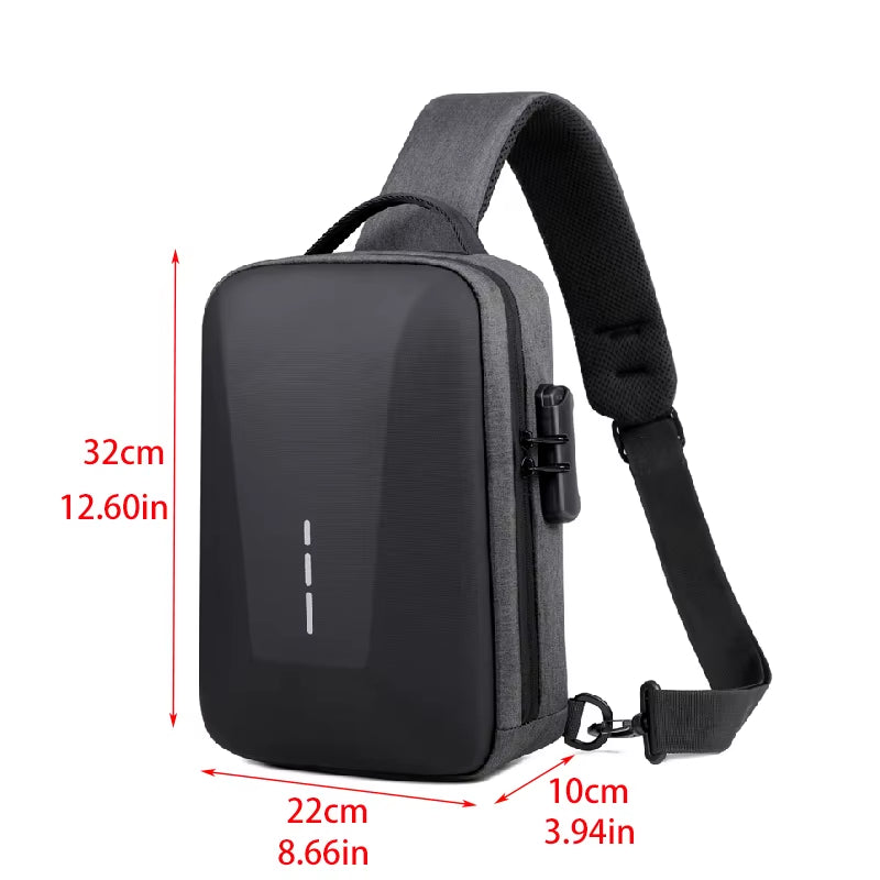 Anti-Theft Combination Lock Chest Packs with USB Charging Port Fashion Business Men'S Crossbody Bag Travel Storage Shoulder Bag