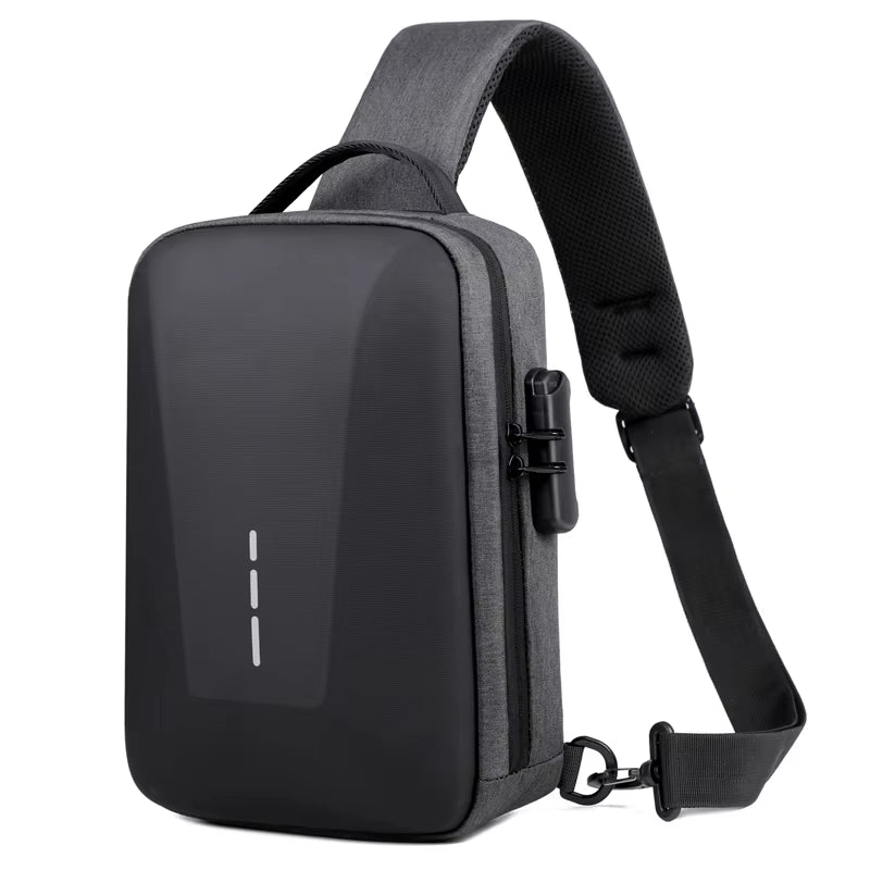 Anti-Theft Combination Lock Chest Packs with USB Charging Port Fashion Business Men'S Crossbody Bag Travel Storage Shoulder Bag
