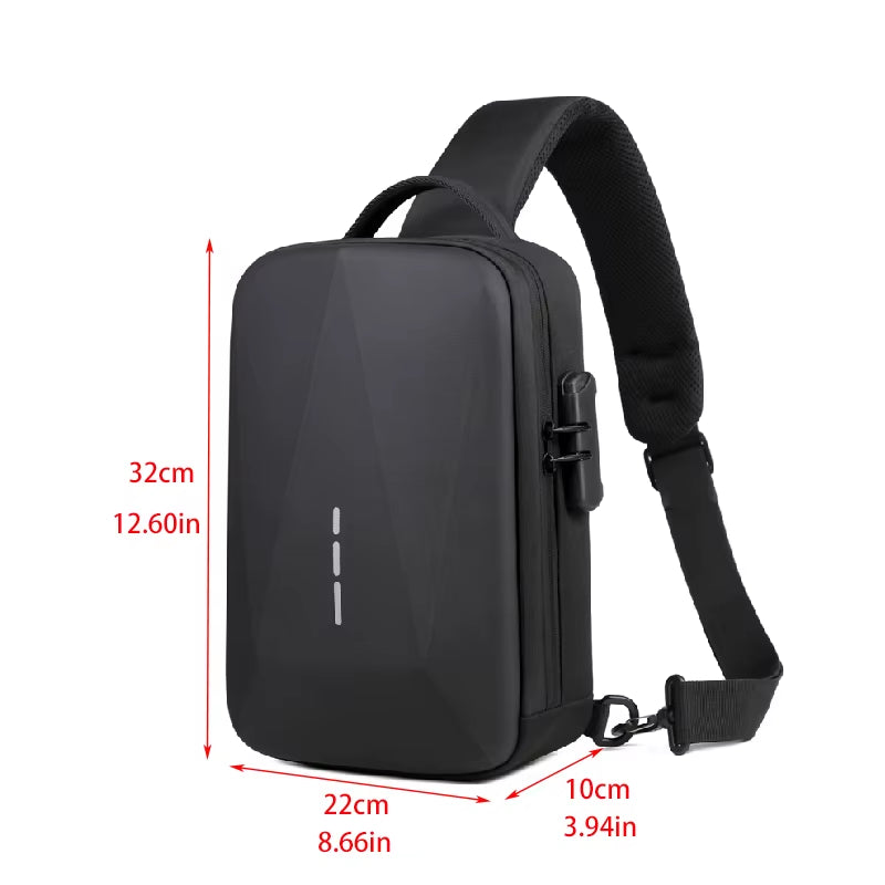 Anti-Theft Combination Lock Chest Packs with USB Charging Port Fashion Business Men'S Crossbody Bag Travel Storage Shoulder Bag