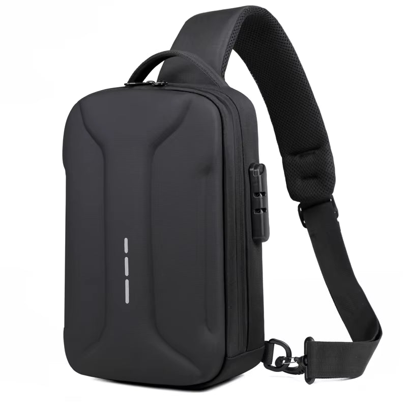 Anti-Theft Combination Lock Chest Packs with USB Charging Port Fashion Business Men'S Crossbody Bag Travel Storage Shoulder Bag