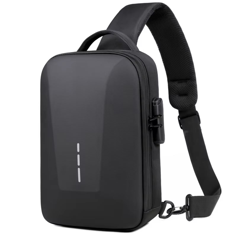 Anti-Theft Combination Lock Chest Packs with USB Charging Port Fashion Business Men'S Crossbody Bag Travel Storage Shoulder Bag