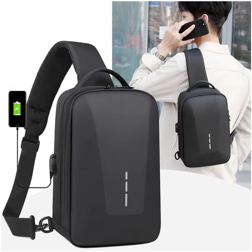 Anti-Theft Combination Lock Chest Packs with USB Charging Port Fashion Business Men'S Crossbody Bag Travel Storage Shoulder Bag