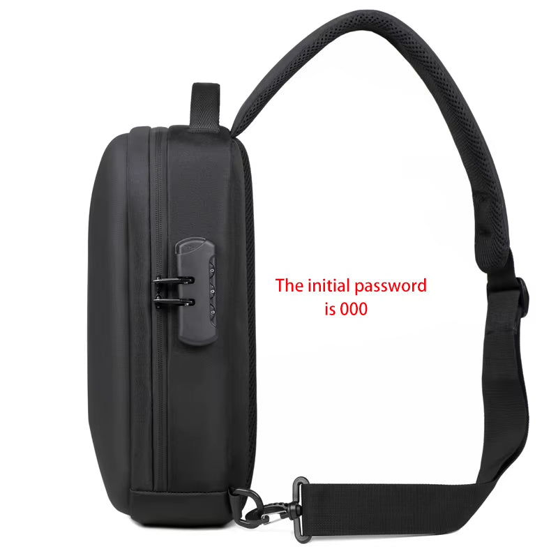 Anti-Theft Combination Lock Chest Packs with USB Charging Port Fashion Business Men'S Crossbody Bag Travel Storage Shoulder Bag