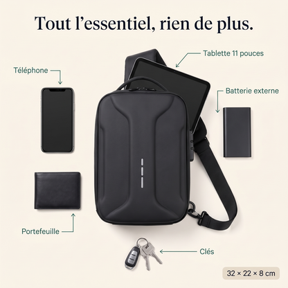 Capacité du sac : téléphone, portefeuille, clés, batterie, tablette 11 pouces