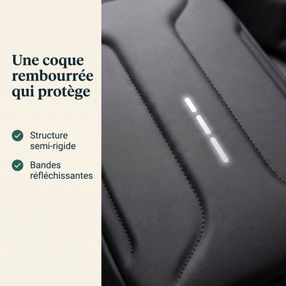 Coque rembourrée semi-rigide et bandes réfléchissantes